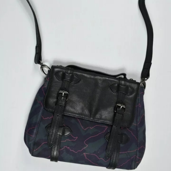 Cynthia Vincentgraphic bird print cotton leather crossbody bag